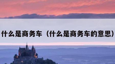 什么是商务车（什么是商务车的意思）