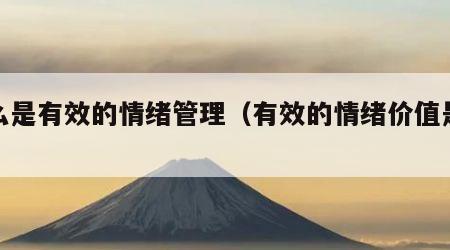 什么是有效的情绪管理（有效的情绪价值是什么）