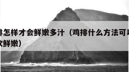 鸡排怎样才会鲜嫩多汁（鸡排什么方法可以变松软鲜嫩）