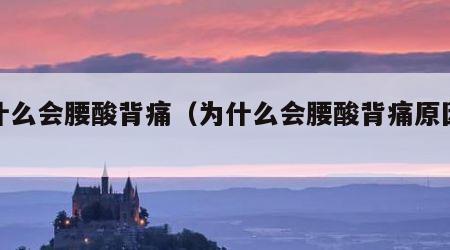 为什么会腰酸背痛（为什么会腰酸背痛原因女性）