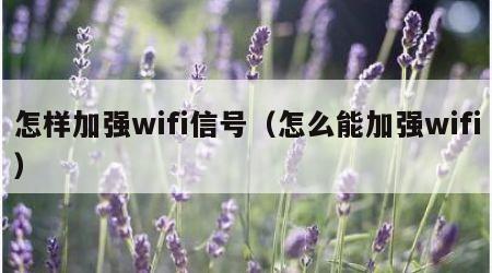 怎样加强wifi信号（怎么能加强wifi）