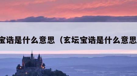 宝诰是什么意思（玄坛宝诰是什么意思）