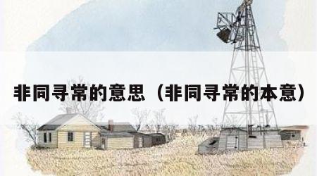 非同寻常的意思（非同寻常的本意）