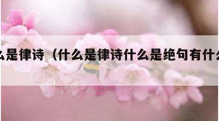 什么是律诗（什么是律诗什么是绝句有什么区别）