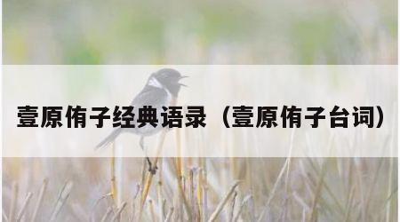 壹原侑子经典语录（壹原侑子台词）