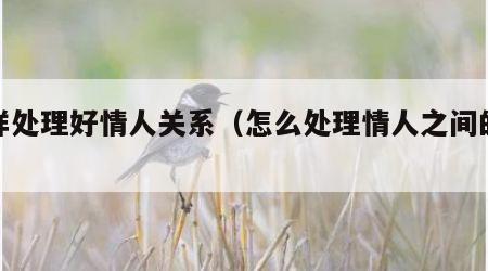 怎样处理好情人关系（怎么处理情人之间的感情）