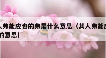 其人弗能应也的弗是什么意思（其人弗能应也 弗的意思）