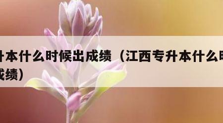专升本什么时候出成绩（江西专升本什么时候出成绩）
