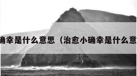 小确幸是什么意思（治愈小确幸是什么意思）