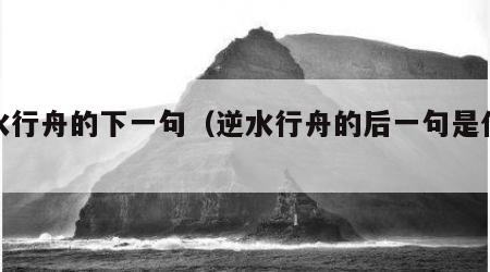 逆水行舟的下一句（逆水行舟的后一句是什么?）