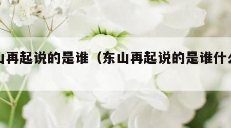 东山再起说的是谁（东山再起说的是谁什么事件）