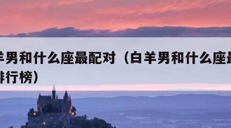 白羊男和什么座最配对（白羊男和什么座最配对排行榜）