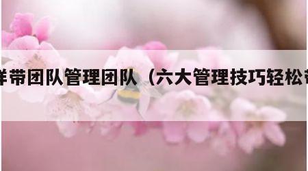 怎样带团队管理团队（六大管理技巧轻松带团队）