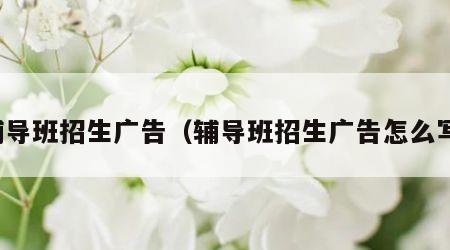 辅导班招生广告（辅导班招生广告怎么写）