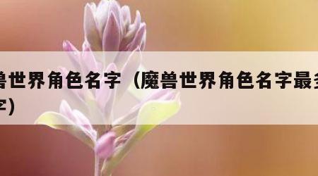 魔兽世界角色名字（魔兽世界角色名字最多几个字）