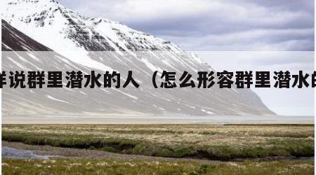 怎样说群里潜水的人（怎么形容群里潜水的人）