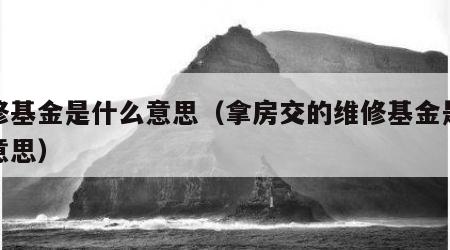 维修基金是什么意思（拿房交的维修基金是什么意思）