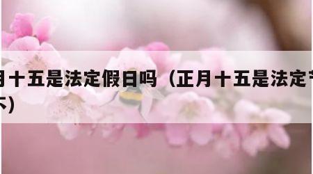 正月十五是法定假日吗（正月十五是法定节假日不）