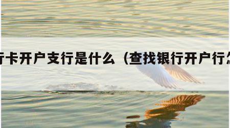 银行卡开户支行是什么（查找银行开户行怎么查）