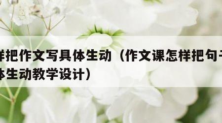 怎样把作文写具体生动（作文课怎样把句子写具体生动教学设计）