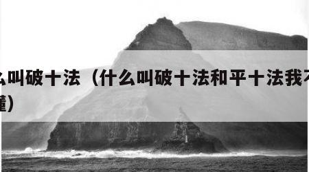 什么叫破十法（什么叫破十法和平十法我不是很懂）