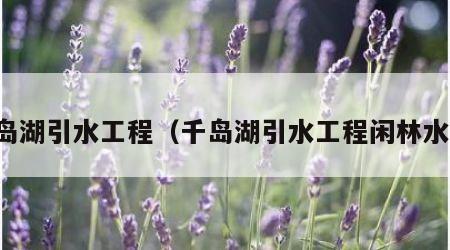千岛湖引水工程（千岛湖引水工程闲林水库）