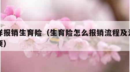怎样报销生育险（生育险怎么报销流程及注意事项）