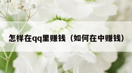 怎样在qq里赚钱（如何在中赚钱）