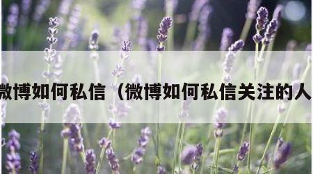 微博如何私信（微博如何私信关注的人）