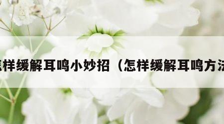 怎样缓解耳鸣小妙招（怎样缓解耳鸣方法）