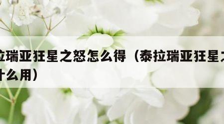 泰拉瑞亚狂星之怒怎么得（泰拉瑞亚狂星之怒有什么用）