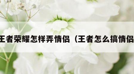 王者荣耀怎样弄情侣（王者怎么搞情侣）