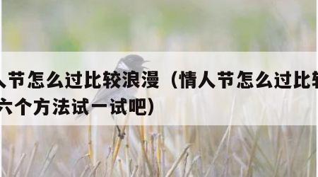 情人节怎么过比较浪漫（情人节怎么过比较浪漫 六个方法试一试吧）