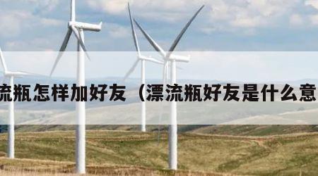 漂流瓶怎样加好友（漂流瓶好友是什么意思）