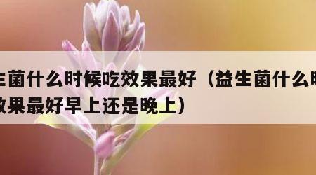 益生菌什么时候吃效果最好（益生菌什么时候吃效果最好早上还是晚上）