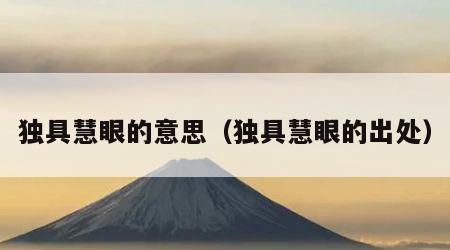 独具慧眼的意思（独具慧眼的出处）