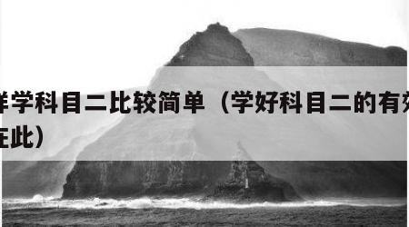怎样学科目二比较简单（学好科目二的有效方法在此）