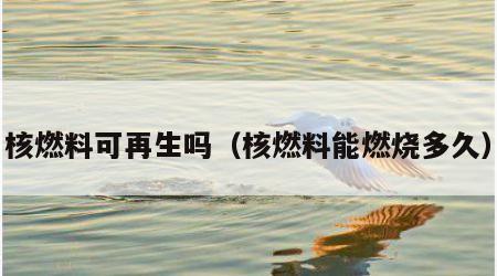 核燃料可再生吗（核燃料能燃烧多久）