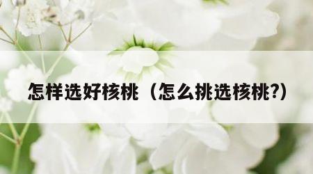 怎样选好核桃（怎么挑选核桃?）