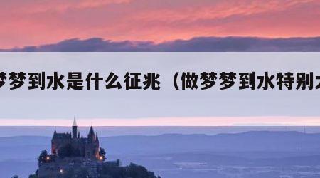 做梦梦到水是什么征兆（做梦梦到水特别大的水）