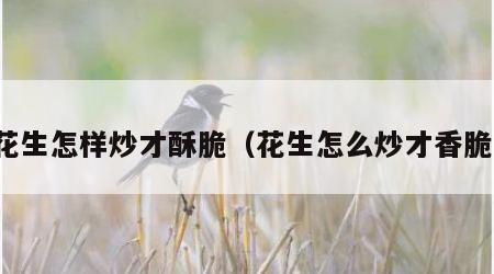 花生怎样炒才酥脆（花生怎么炒才香脆）