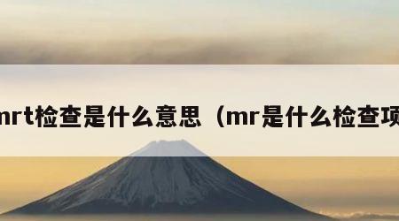 mrt检查是什么意思（mr是什么检查项）