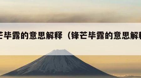 锋芒毕露的意思解释（锋芒毕露的意思解释一下）