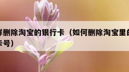 怎样删除淘宝的银行卡（如何删除淘宝里的银行卡号）