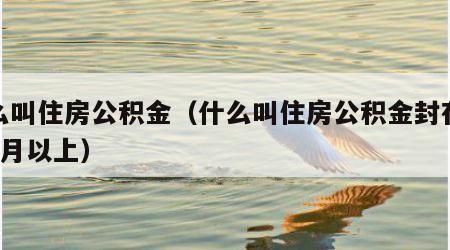 什么叫住房公积金（什么叫住房公积金封存满6个月以上）