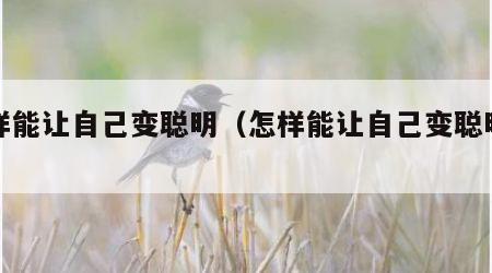 怎样能让自己变聪明（怎样能让自己变聪明女生）