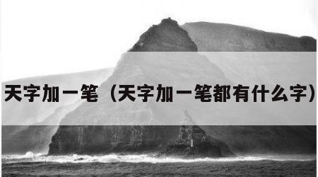 天字加一笔（天字加一笔都有什么字）