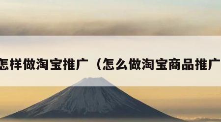 怎样做淘宝推广（怎么做淘宝商品推广）