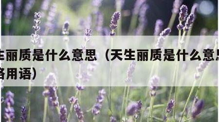 天生丽质是什么意思（天生丽质是什么意思啊网络用语）