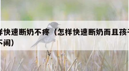 怎样快速断奶不疼（怎样快速断奶而且孩子不哭不闹）